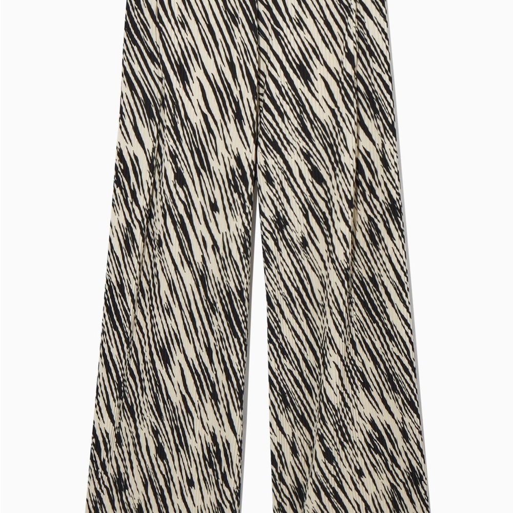 COS Animal Print Zebra Wide Leg Pants Tropical Beach Resort Vacation